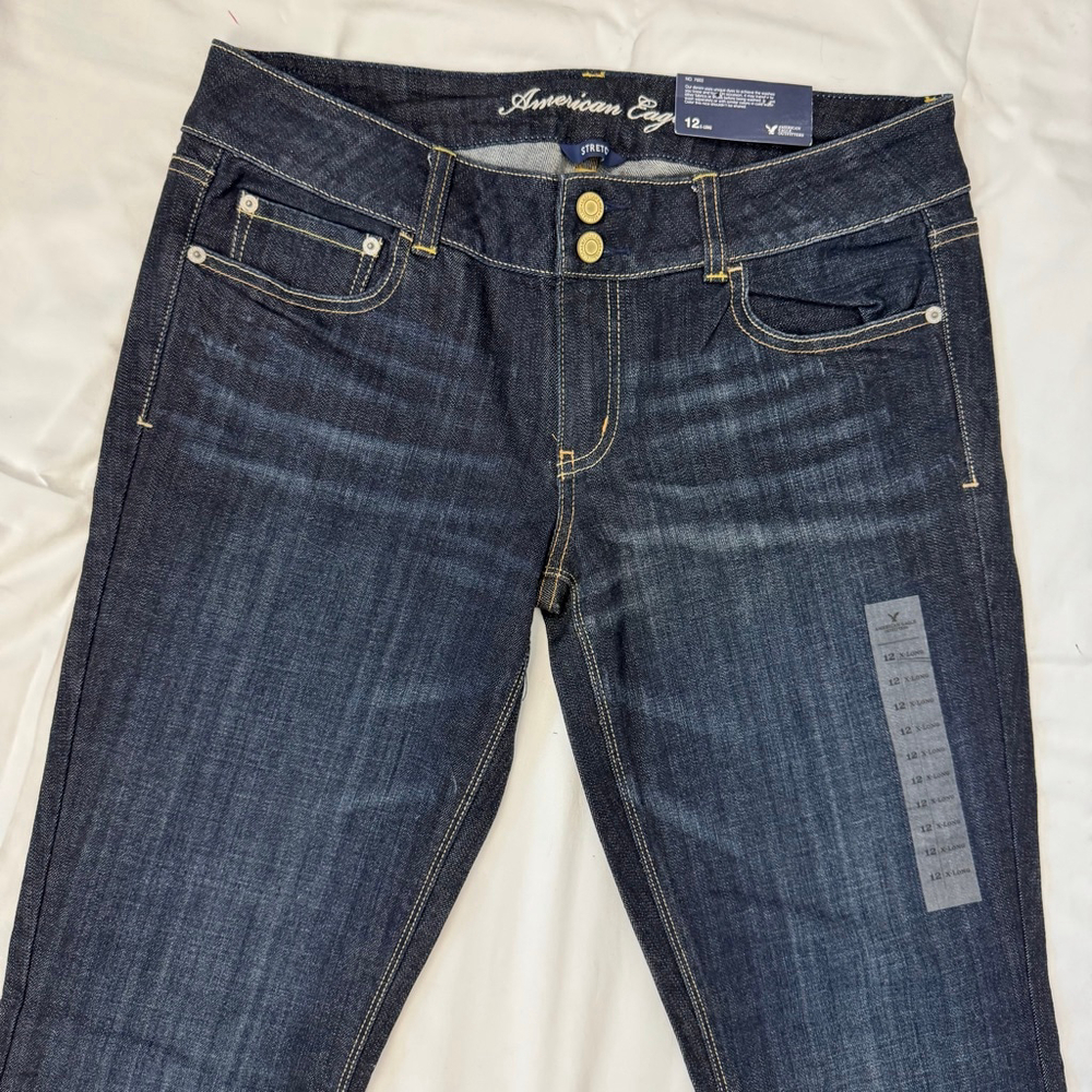 NWT New American Eagle Denim Jeans Artist Boot Cut Flare Women's 12 X Long Y2K - Picture 2 of 14